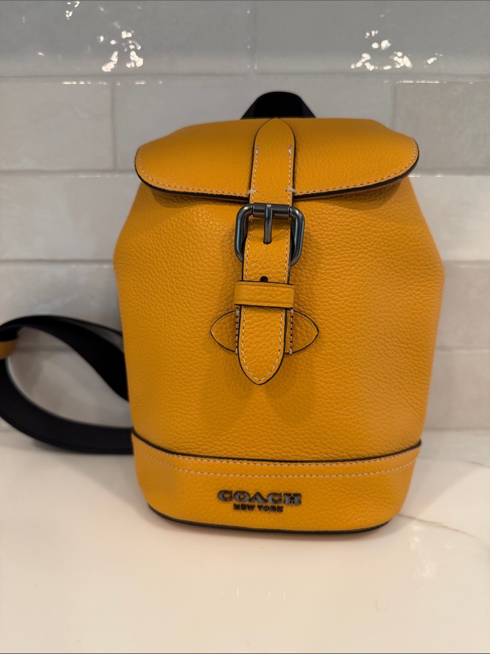 Coach Yellow/Mustard Pebbled Leather Mini Backpack
